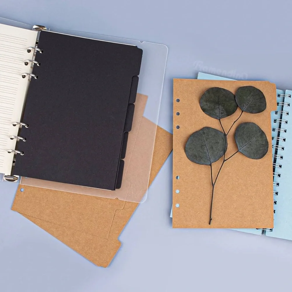 Framendino 3 Sets A5 Index Paper Binder Dividers 5 Sheets Set for 6 Holes Rings